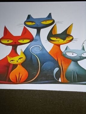 Colorful Cat Wall Art Print - Multicolor Cats